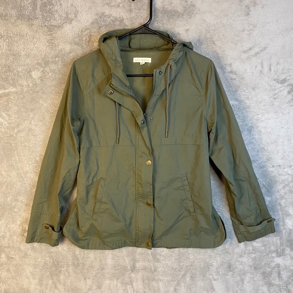 L.A. Hearts Anorak Jacket Womens Medium Utility Hooded Olive Green EUC